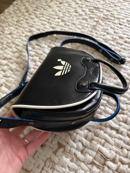 adidas Black Mini Crossbody with White Trefoil and Blue Trim - Picture 14 of 16